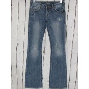 Silver Women Jeans Size 26 Blue Low Rise Alex Distressed Faded Flare Denim